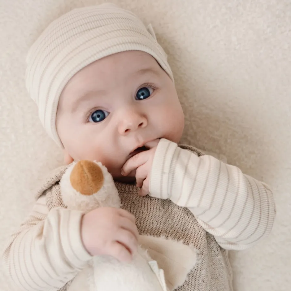 Little Dutch Accessoires|Babykleding^Babymutsje - Beige - Newborn Naturals - Stripe