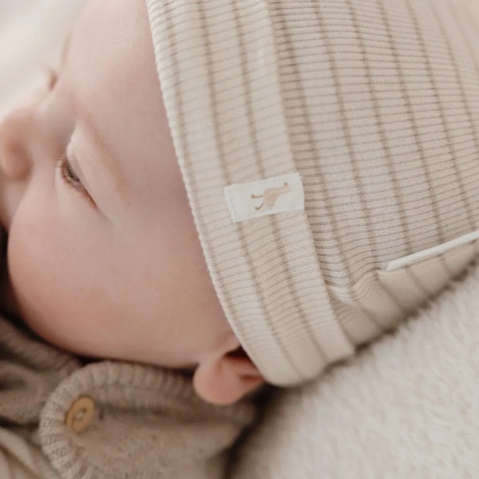 Little Dutch Accessoires|Babykleding^Babymutsje - Beige - Newborn Naturals - Stripe
