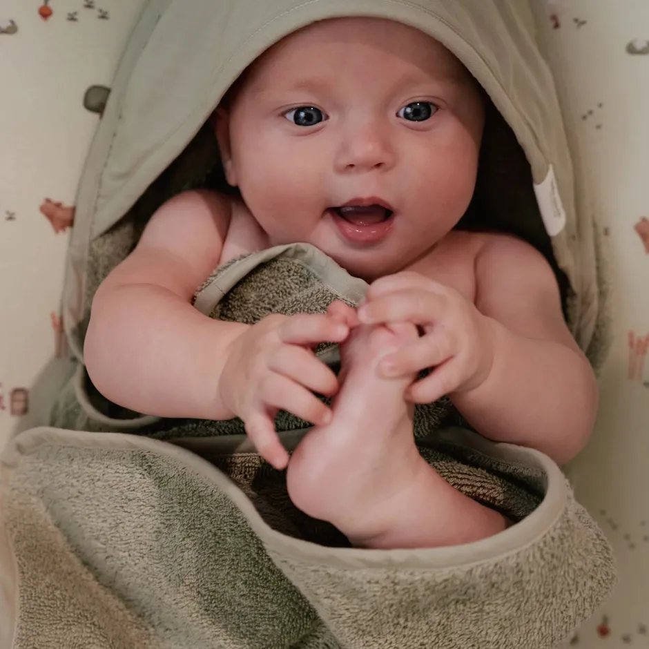 Little Dutch Badcape Baby|Omslagdoek^Badcape - Groen - 75 x 75 - Little Farm