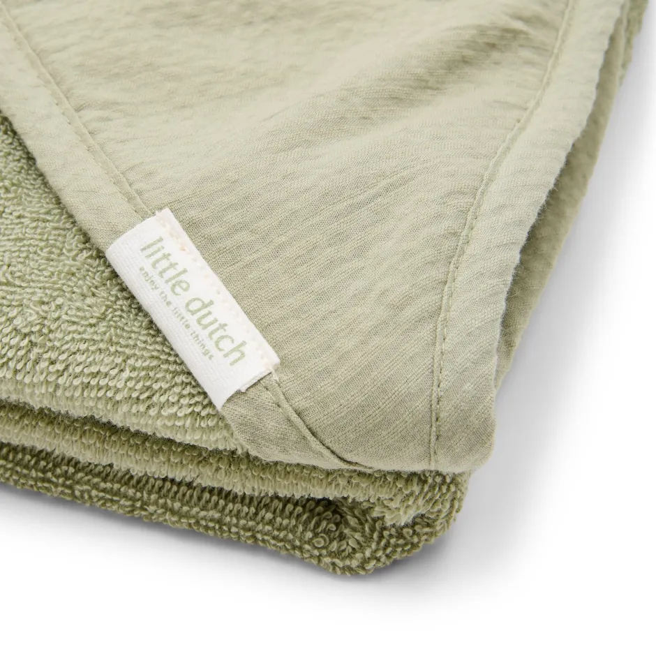 Little Dutch Badcape Baby|Omslagdoek^Badcape - Groen - 75 x 75 - Little Farm