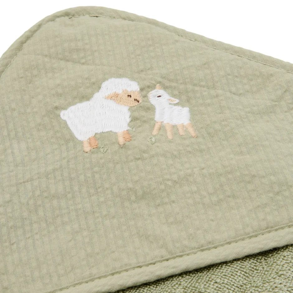 Little Dutch Badcape Baby|Omslagdoek^Badcape - Groen - 100 x 100 - Little Farm