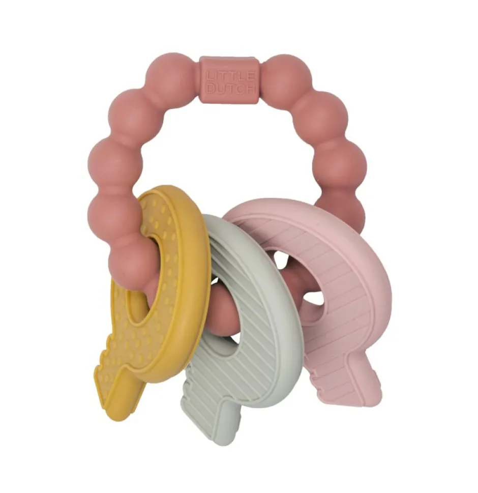 Little Dutch Bijtring^Bijtspeeltje sleutelbos roze
