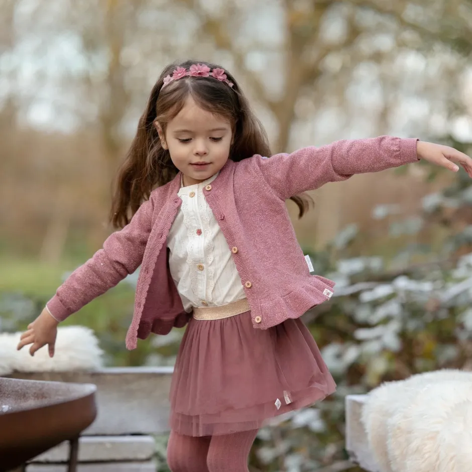 Little Dutch Meisjes Kleding|Kinderkleding^Gebreid vest - Knoopjes - Roze - Fairy Garden