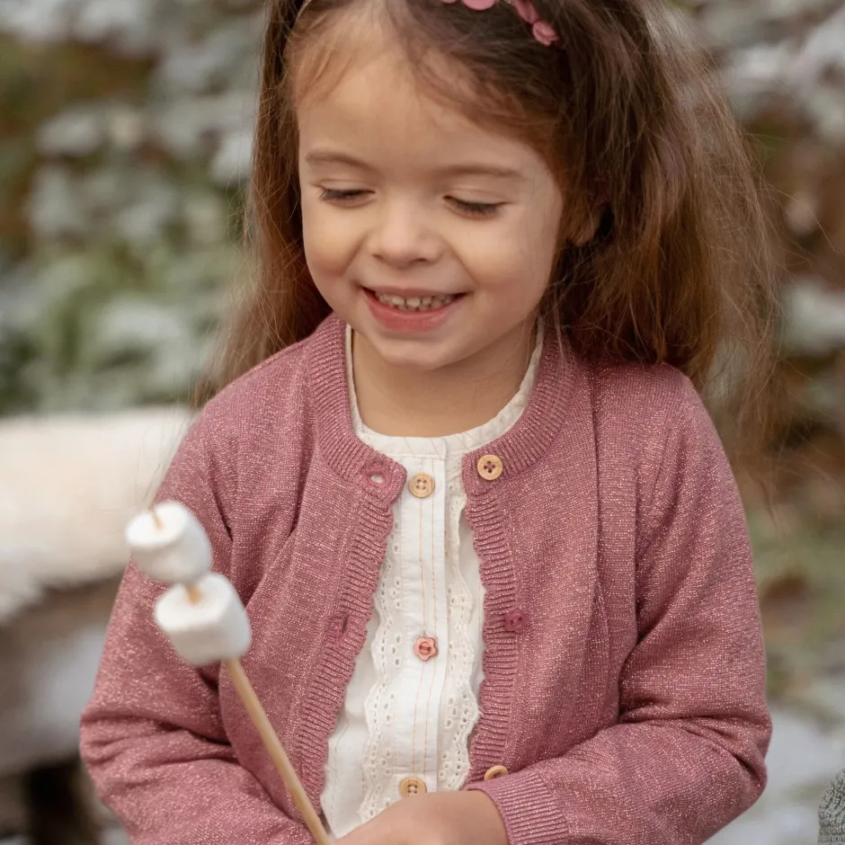 Little Dutch Meisjes Kleding|Kinderkleding^Gebreid vest - Knoopjes - Roze - Fairy Garden