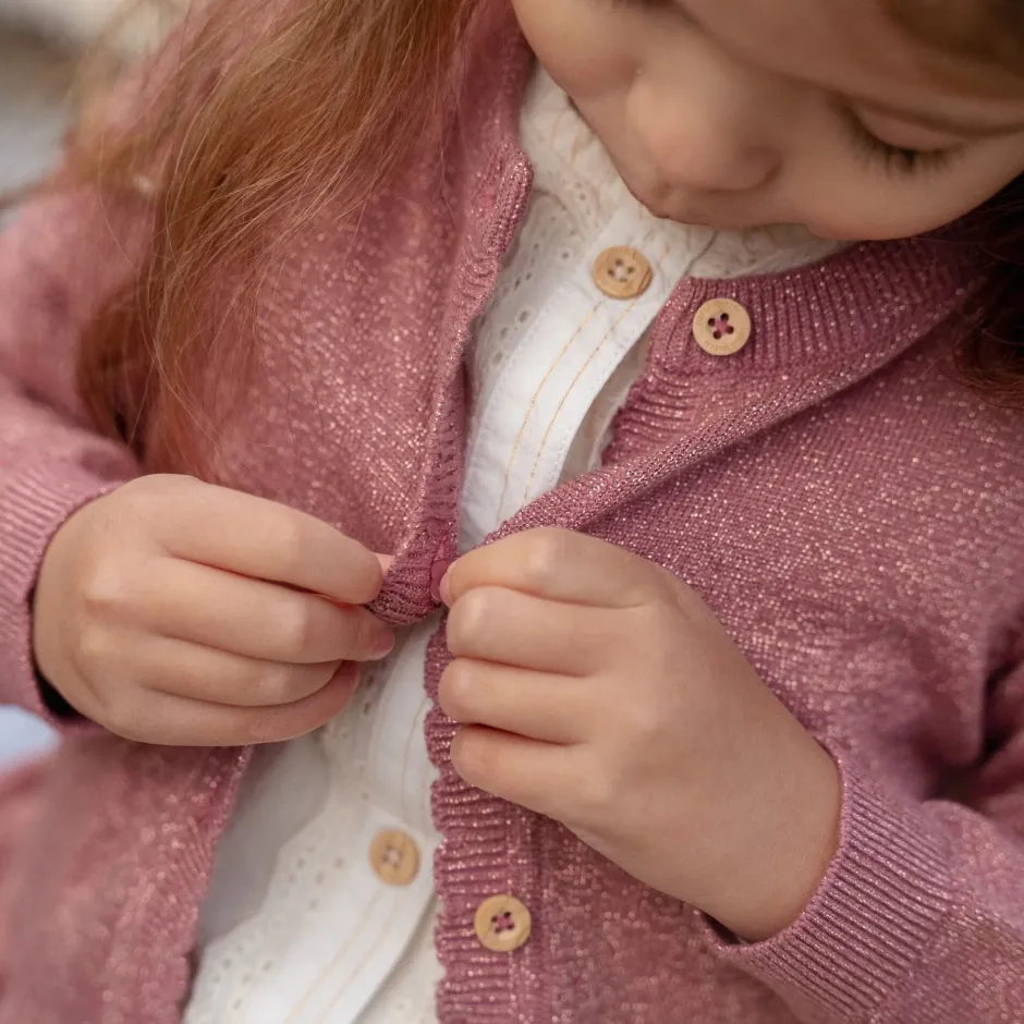 Little Dutch Meisjes Kleding|Kinderkleding^Gebreid vest - Knoopjes - Roze - Fairy Garden