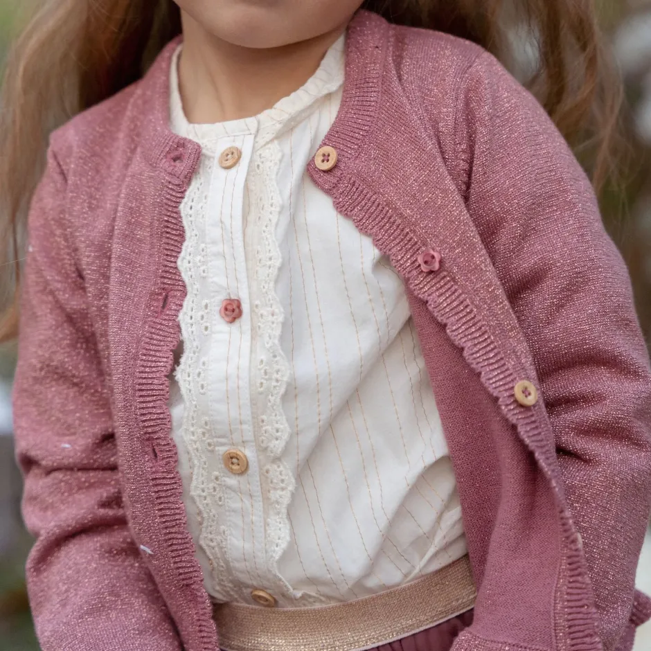 Little Dutch Meisjes Kleding|Kinderkleding^Gebreid vest - Knoopjes - Roze - Fairy Garden
