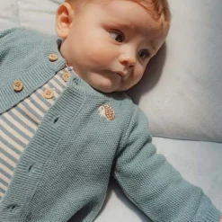 Little Dutch Jongens Kleding|Babykleding^Gebreid vestje - Blauw - Forest Friends