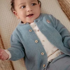 Little Dutch Jongens Kleding|Babykleding^Gebreid vestje - Blauw - Forest Friends