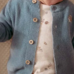 Little Dutch Jongens Kleding|Babykleding^Gebreid vestje - Blauw - Forest Friends