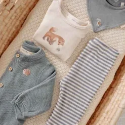 Little Dutch Jongens Kleding|Babykleding^Gebreid vestje - Blauw - Forest Friends