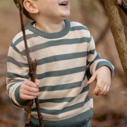 Little Dutch Jongens Kleding|Kinderkleding^Gebreide trui - Groen - Forest Friends - Stripe