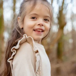 Little Dutch Meisjes Kleding|Kinderkleding^Gebreide trui - Ruffle -  Zand - Fairy Garden