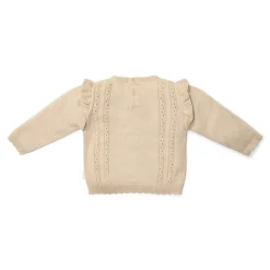 Little Dutch Meisjes Kleding|Kinderkleding^Gebreide trui - Ruffle -  Zand - Fairy Garden