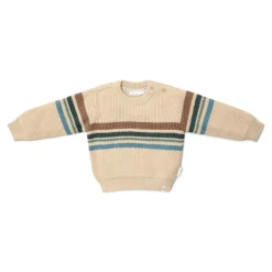 Little Dutch Kinderkleding|Jongens Kleding^Gebreide trui - Zand - Forest Friends - Stripe