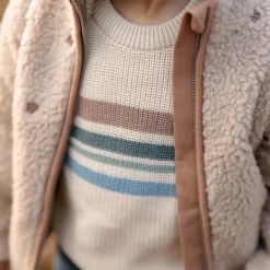 Little Dutch Kinderkleding|Jongens Kleding^Gebreide trui - Zand - Forest Friends - Stripe