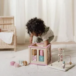 Little Dutch Educatief Speelgoed|Houten Speelgoed^Houten activiteitenkubus - Roze - Fairy Garden