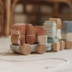 Little Dutch Houten Speelgoed^Houten Blokkentrein - Blauw - Forest Friends