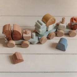 Little Dutch Houten Speelgoed^Houten Blokkentrein - Blauw - Forest Friends