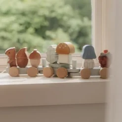 Little Dutch Houten Speelgoed^Houten Blokkentrein - Blauw - Forest Friends