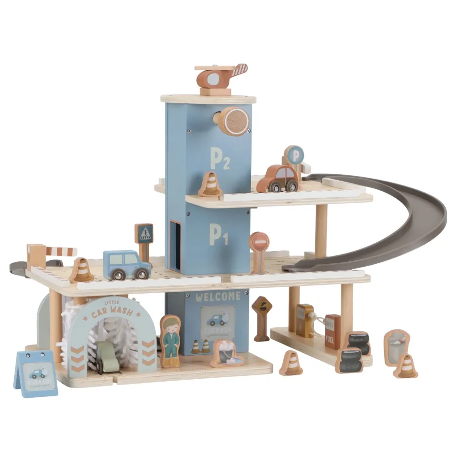 Little Dutch Rollenspel|Houten Auto's^Houten parkeergarage – Blauw – Essentials