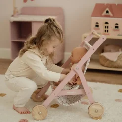 Little Dutch Poppen|Rollenspel^Houten poppenbuggy - Roze - Essentials