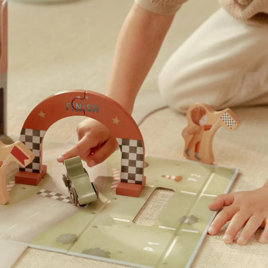 Little Dutch Rollenspel|Houten Auto's^Houten racebaan in speelkoffer – Meerkleurig – Essentials
