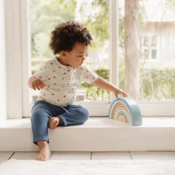 Little Dutch Stapeltoren|Houten Speelgoed^Houten Stapelregenboog - Blauw - Forest Friends