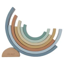 Little Dutch Stapeltoren|Houten Speelgoed^Houten Stapelregenboog - Blauw - Forest Friends