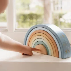 Little Dutch Stapeltoren|Houten Speelgoed^Houten Stapelregenboog - Blauw - Forest Friends