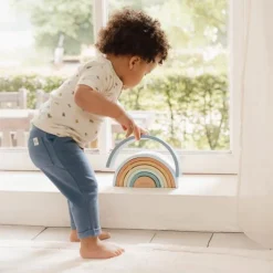 Little Dutch Stapeltoren|Houten Speelgoed^Houten Stapelregenboog - Blauw - Forest Friends