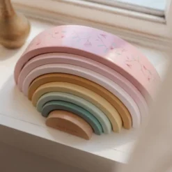Little Dutch Stapeltoren|Houten Speelgoed^Houten Stapelregenboog - Roze - Fairy Garden