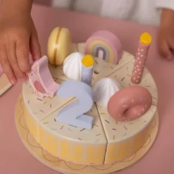 Little Dutch Speelgoed Vanaf 1 Jaar|Houten Speelgoed^Houten Verjaardagstaartje - Roze - Essentials
