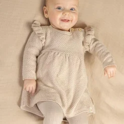 Little Dutch Meisjes Kleding|Babykleding^Jurk - Zand - Newborn Naturals