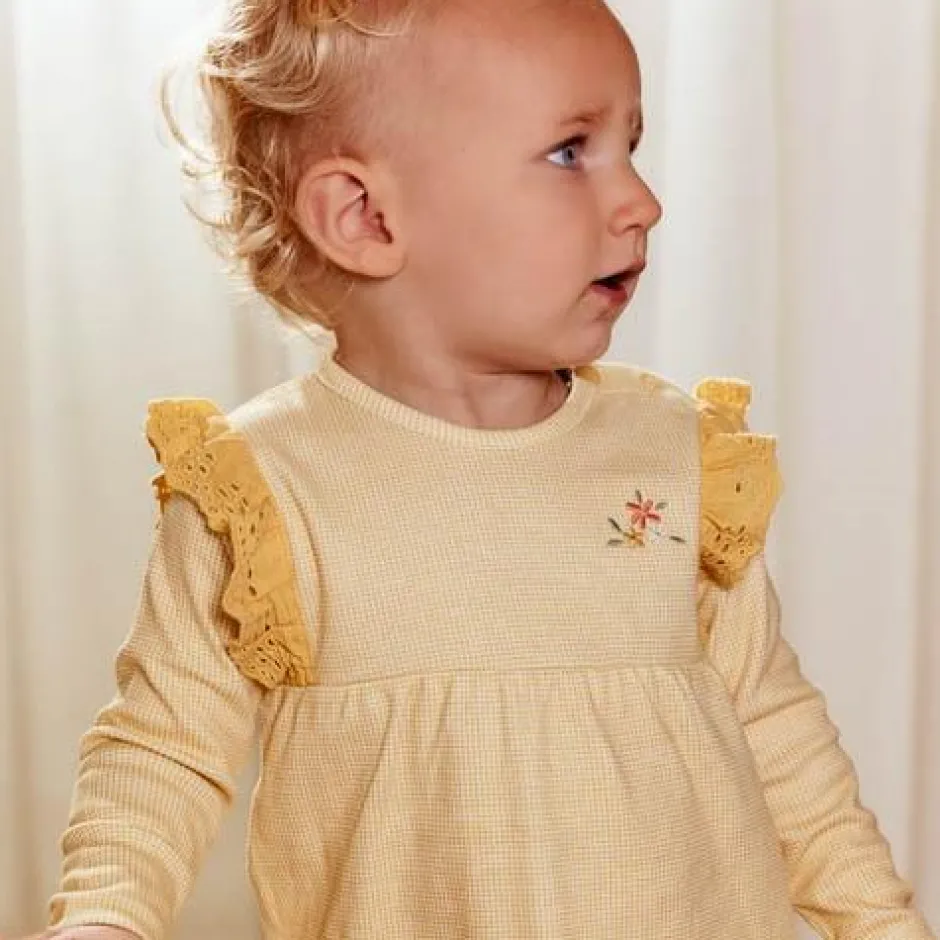 Little Dutch Meisjes Kleding^Jurk lange mouw - Geel - Little Farm - Geruit