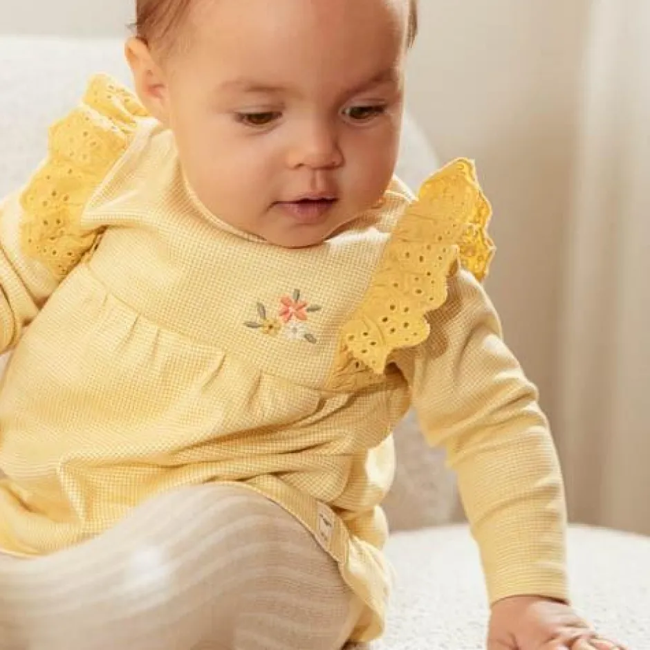 Little Dutch Meisjes Kleding^Jurk lange mouw - Geel - Little Farm - Geruit