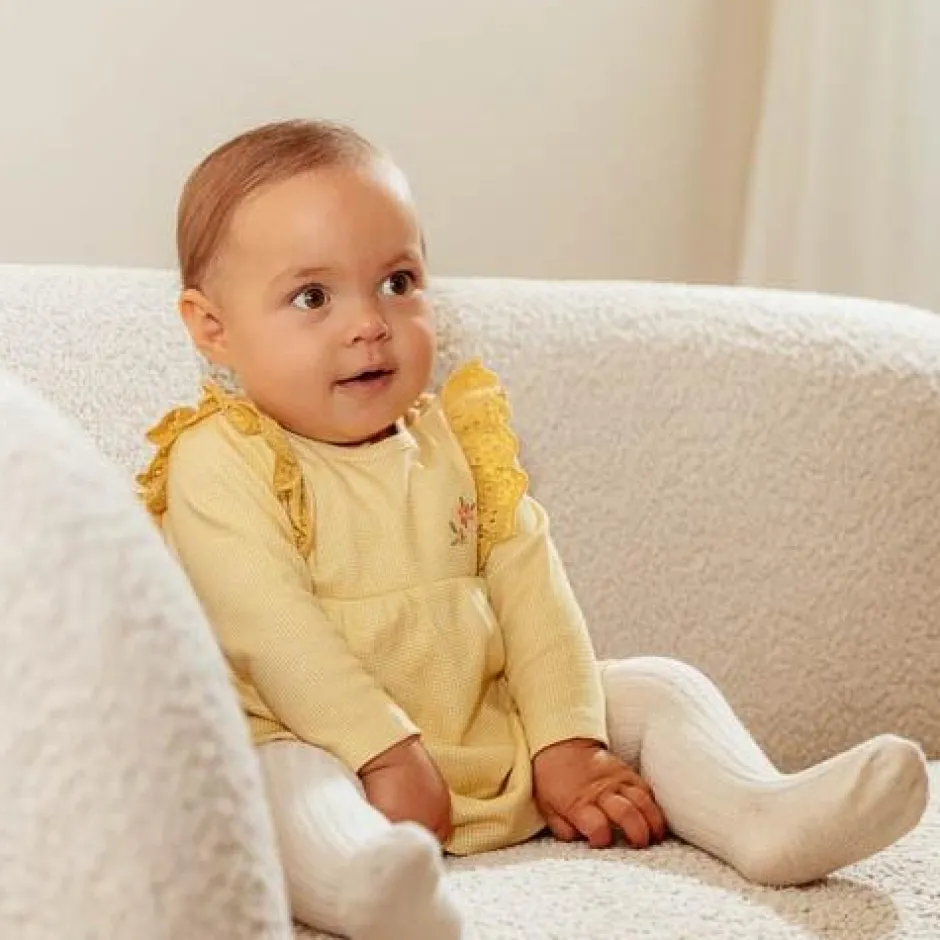 Little Dutch Meisjes Kleding^Jurk lange mouw - Geel - Little Farm - Geruit