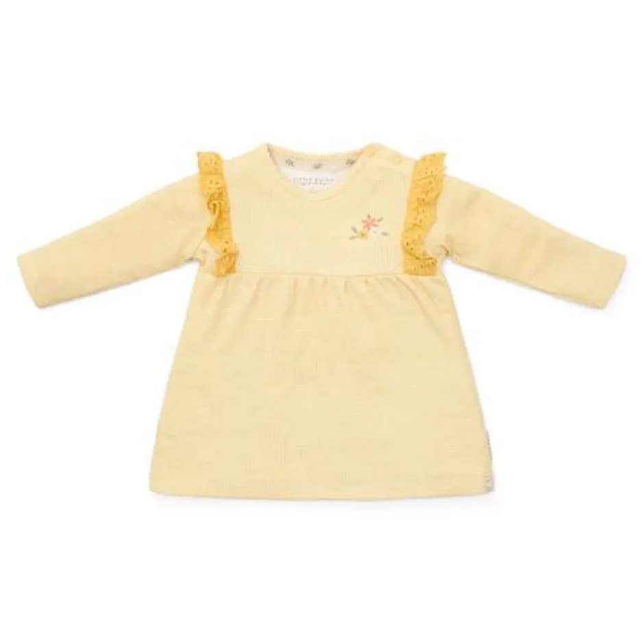 Little Dutch Meisjes Kleding^Jurk lange mouw - Geel - Little Farm - Geruit