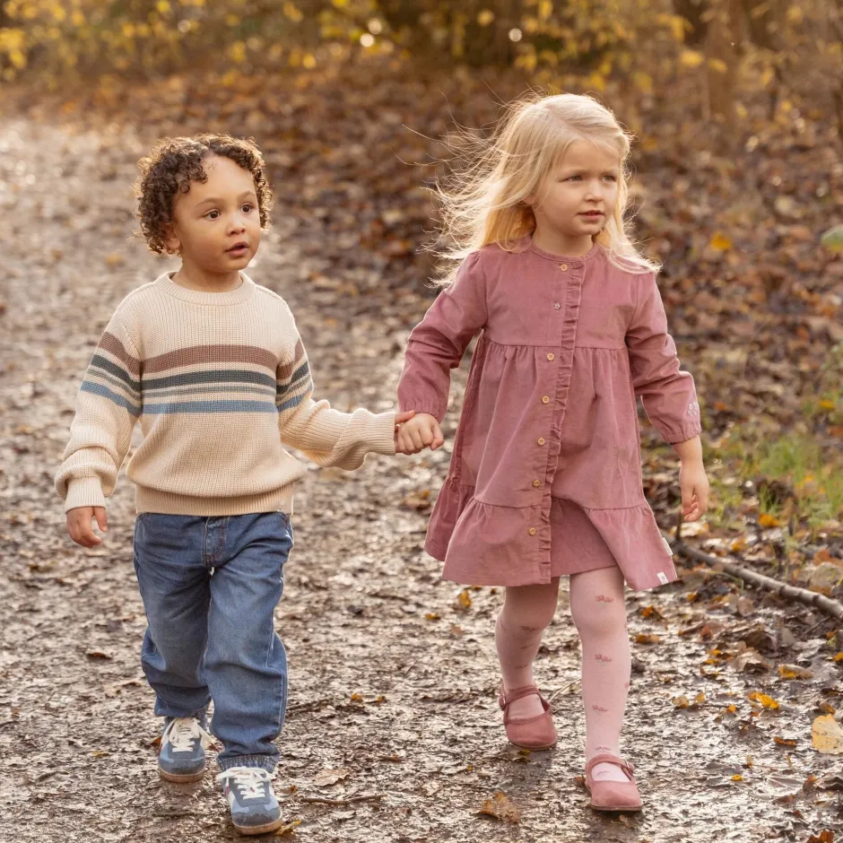 Little Dutch Meisjes Kleding|Kinderkleding^Jurk lange mouw - Roze - Fairy Garden - Corduroy