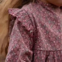 Little Dutch Meisjes Kleding|Kinderkleding^Jurk lange mouw - Roze - Fairy Garden - Bloemen