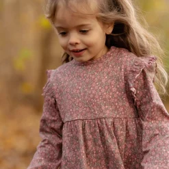 Little Dutch Meisjes Kleding|Kinderkleding^Jurk lange mouw - Roze - Fairy Garden - Bloemen