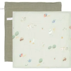 Little Dutch Verzorging Voor Onderweg|Washandjes & Monddoekjes^Monddoekjes set - Groen - Little Farm