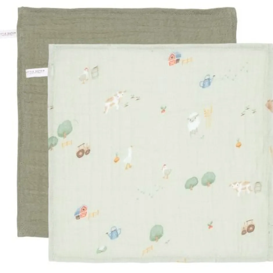 Little Dutch Verzorging Voor Onderweg|Washandjes & Monddoekjes^Monddoekjes set - Groen - Little Farm