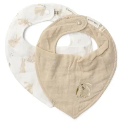 Little Dutch Slabbetjes^2-pack bandana slab - Wit - Newborn Naturals - Baby Bunny