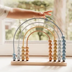 Little Dutch Educatief Speelgoed|Houten Speelgoed^Regenboog telraam - Blauw - Forest Friends