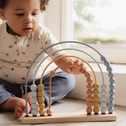 Little Dutch Educatief Speelgoed|Houten Speelgoed^Regenboog telraam - Blauw - Forest Friends