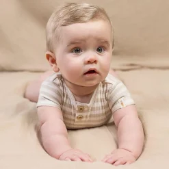 Little Dutch Romper|Babykleding^Romper korte mouw - Zand - Newborn Naturals