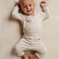 Little Dutch Romper^Romper overslag lange mouw - Zand - Little Farm