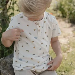 Little Dutch Jongens Kleding|Kinderkleding^Shirt korte mouw - Zand - Forest Friends - Kevers