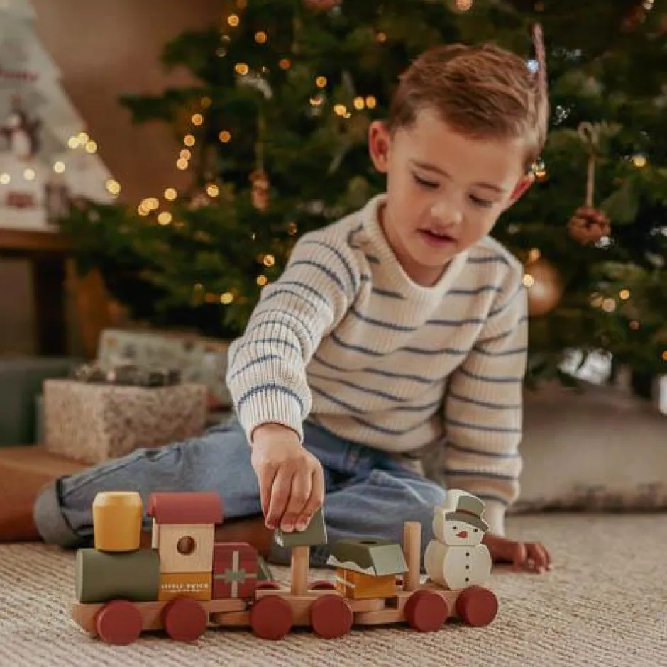 Little Dutch Educatief Speelgoed|Houten Speelgoed^Stapeltrein Kerst