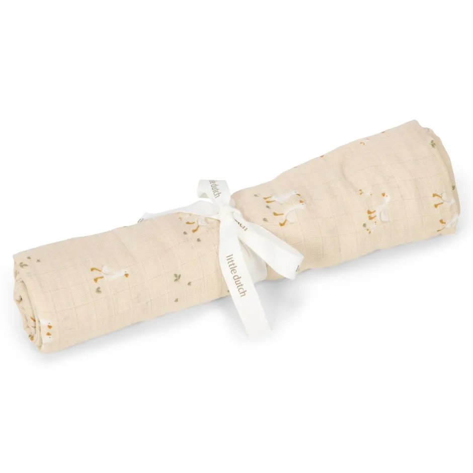 Little Dutch Hydrofiele Doeken|Omslagdoek^Swaddle - Beige - 120 cm - Newborn Naturals - Little Goose